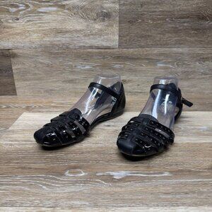 Kenneth Cole Reaction Call The Ball Black Leather Flats Women's Size 8